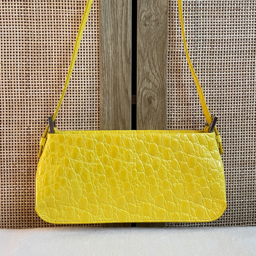BY FAR dulce bag in yellow croc-embossed leather